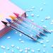 Dual-Ended Nail Rhinestone Picker Set - Onwon 2 Pcs Wax Silicone Tip Pencil & Dotting Pen with Acrylic Handle for Manicure Nail Art - Pink & Blue - Buy Online on GoSupps.com