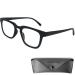 Mini glasses anti blue light glasses thick frame rectangular free case plastic glasses frame (black) blue light filter glasses men and women black 1.5 diopters