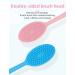 2-in-1 Silicone Exfoliating Body Scrubber - Pink Loofah Sponge for Face and Body - Long Handle Shower Brush - Buy Online on GoSupps.com