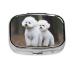 Bichon Frise Printing 2 Compartment Small Pill Case Cute Small Pill Box Purse Pill Boxs Travel Pill Organizer for Pocket Purse and Travel Gifts