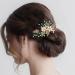 Flatser Green Beads Wedding Hair Clips Gold Pearl Flowers Bride Hair Barrettes Crystal Bridal Hair Accessories for Women