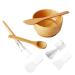 Face Mask Mixing Bowl and Brush Set 7 in 1 Bamboo Facial Mask Tool kits - Mask Bowl Spatula Brush Spoon Silicone Brush yellow