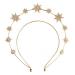 GFLPO Halo Crown Headpiece Star Halo Crown Headband Gold Goddess Headpiece Star Celestial Crystal Headband Tiaras and Crowns for Women Boho Bridal Wedding Headpiece