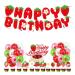 Nenluny Strawberry Happy Birthday Banner Strawberry Cake Toppers Strawberry Balloons Cupcake Toppers for Berry Sweet Birthday Party Decorations
