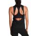 Mippo Workout Tops for Women Open Back Yoga Shirts Tank Tops Athletic Tops Gym Workout Clothes Large Black