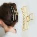 Walk Diary 3 Pcs Metal Claw Clip Set for Thick Hair - Gold Hair Accessories for Women - Ribbon, Strip, Rectangle Design - Buy Online on GoSupps.com