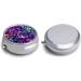 Shop Round Pill Box with Abstract Color Cubes - 3 Compartment Metal Pill Organizer | Portable & Decorative Purple Print - Buy Online on GoSupps.com