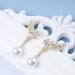 Buy Vintage Crystal Flower Ear Climber Earrings | Rhinestone & Pearl Dangle Jewelry for Women Sparkly Gold CZ Tassel Design - Buy Online on GoSupps.com