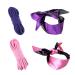 4 set Soft Cotton Rope Binding Ropes 5m Length 8mm Thick Multipurpose Durable Long Rope 2pcs (BLACK/RED) +2 pcs Silk Satin Blindfold Eye mask for Sleeping Games Pink Purple