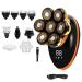 Head Shaver for Men 5 in 1 7D Rechargeable Bald Head Shavers Kit for Men USB LED Display Electric Razor Heads Beard Ear Nose Hair Facial Trimmer (Color : Golden)