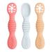 Vicloon Baby Fork and Spoon Set 3Pcs Silicone Spoon Baby Weaning Spoon Set Self Feeding Utensil Easy Grip Toddler Cutlery Kit Soft Baby Spoon for Infant Toddler (Grey/Orange/Pink)