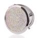 Teensery Round Sparkling Rhinestone Compact Mirror Double-Sided 2X Magnification Pocket Makeup Mirror Portable Handheld Mirror for Women and Girls
