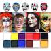 Professional Oil Based Face Paint Palette Set - 12 Flash Colors for Adults, Halloween Makeup & Cosplay - Buy Online on GoSupps.com
