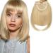 SEGO Clip in Pony Hairpiece Extensions Fringe Bangs One Piece In Front Hair Extension straight like human hair Golden Mix Bleach Blonde