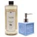 Maison Du Savon De Marseille Natural liquid soap with blue ceramic soap dispenser 1 liter refill and 300 milliliter dispenser