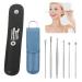 12PCS Ear Wax kit  (Two Sets-Black+Blue)  Premium Stainless Professional Ear Cleaning Tool Set Spiral Spring Ear Spoon relieves itching by Massaging Your Ear Canal for Kid Adult