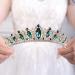 JWICOS Crystal Tiara with Comb for Women Queen Crown Wedding Bridal Party (Green) Greed