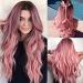 JOOLER Pink Ombre Wig for Women - Long 24 Inch Heat Resistant Natural Hair Color Middle Part Wig - Buy Online on GoSupps.com