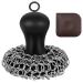 Tovmekdjn Cast Iron Cleaner Upgraded Handle Cast Iron Scrubber Brush Stainless Steel 316 Chain Mail Scrubber