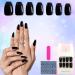 24 pieces shiny coffin press on nails medium -length black artificial nails full -surface artificial nail tips for daily use shiny black