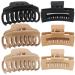 Hot One 6 pcs Barrel & Rectangle Claw Clips for Thick Hair 4 inch Large Hair Clips for Women Must Have Basic Hair Accessories for Girls Black Khaki