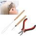 Hair Extension Tool Kit Wooden Handle Crochet Hook Aluminum Pulling Needle Hair Extensions Link Beads Kit Plier for Barber Shop - Buy Online on GoSupps.com