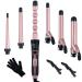 6 in 1 Curling Iron Set, Curling Wand Set Interchangeable Ceramic Barrels, Hair curlers with LCD Temperature Display Heats Up Quickly with Dual Voltage Hair Crimper Waver, with Glove & 2 Hair Clips
