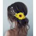Unicra sunflower-made jewelry wedding hair jewelry silver-colored leaf headdress pearls bridal jewelry hair accessories for women and bridesmaids