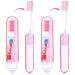 Nuen 2 pieces portable soft toothbrushes travel toothbrush foldable camping toothbrush with soft bristle mini foldable travel toothbrush with toothpastes for children adults (pink) case pink