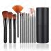 Shiratori Makeup Brush Set with Holder 12Pcs Makeup Brushes Premium Synthetic Foundation Brush Blending Face Powder Blush Concealers Eyeshadow Make Up Brushes Kit - Black