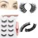 4Pairs 2Styles Extension Eyelashes Kit Eyelashes Magnetic Eyelashes With Eyeliner and Tweezer Natural Look Reusable Magnetic Eyelashes Extensions