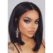 Jolnvca Black Bob Wigs Straight Short Wigs for Women Synthetic Heat Resistant Fiber Hair Middle Part Natural Looking Daily Cosplay Party Wigs 12 Inch (Black)