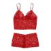 Women's 2 Pieces Lingerie Sets Sexy Lace Babydoll Underwear Underpants Sleeveless Strap Sleepwear Nightwear Pjs Red-02 3X-Large