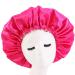 COSPACK SWEET SATING Satin extra large double -aged turnable adjustable adjustable satin cap for sleeping the hair (neon pink and beige)