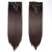 Clip in extensions hair extension such as real hair synthetic hair part 8 tresses 18 clips for complete full head hair extensions 66cm smooth dark brown
