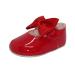 Baby Girls Pram Shoes Bow Button Up Soft Sole Made in Britain 3 UK Child Red