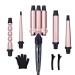 Wand Curling Iron, Curling Wand Set, MOCEMTRY Professional 5 in 1 Hair Curling Iron, Hair Curler with Interchangeable Barrels, Instant Heating & Adjustable Temperature, Gift for Wome Pink