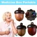Brown Wooden Travel Pill Case | Solid Wood Mini Organizer for Capsules | Outdoor Acorn Shape Medicine Box - Buy Online on GoSupps.com