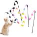 Cobee Katzenschnur Toy 3 -pack Interactive cats teaser magic wand cord toy toys colorful band charmer with furry plush balls for kitten stick cat toys for inside 3 pieces of colorful worms
