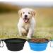 Foldable Dog Travel Bowls (2 Pack) - Safe Silicone Feeding Bowls with Lids & Hooks for Hikes & Camping - 450ml Blue & Black - Buy Online on GoSupps.com