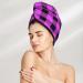 Hair Towel Wrap - Fast Drying Towel Turban with Button Purple Black Buffalo Plaid - Buy Online on GoSupps.com