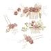 4 Pieces Gold Wedding Hair Comb Pearl Bridal Hair Accessories Rhinestone Bridal Jewelry Comb Hair Clip for the Bride Bridesmaid - Pink