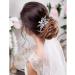Bridal Sapphire Crystal Hair Comb Pearl Blue Crystal Leaf Marquise Hair Piece Prom Party Festival Wedding Hair Accessories for Women and Girls (Silver) Snap Clips - Buy Online on GoSupps.com