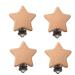 Natural Wood Suspender Pacifier Clips Grasping Cute Beech Wooden Animal Clips Charm Antique DIY Beading Chain Accessory (Star)