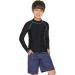 TSLA Boys Girl Long-sleeved Rashguard with zipper USF 50+ UV/sun protection swimming shirts fast-drying water swim clock 4 years BSZ13 1Pack-Black & Sky Blue