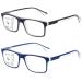 Missfive 2-Pack Mens Light Multifocus Progressive Reading Glasses Blue Light Blocking Multifocal Spring Hinge No-Line Quality Trifocal Readers Comfort Eyeglasses (Workspace For Near Range 2.5x) Multifocus/ 1 Black/Clear +1 Blue/Clear 2.5 x