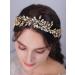 JWICOS Crystal Wedding Headband Bridal Headpiece Hair Vine Wedding Hair Accessories for Bride Women Prom (Gold)