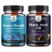 Bundle of Nootropic Brain Supplement for Memory & Focus with Bacopa Monnieri VIT A B6 Riboflavin Niacin Thiamin Folate and Vegan Black Seed Oil - Cold Pressed Nigella Sativa Black Cumin Seed Oil