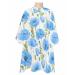 Floral Blue Barber Cape - Salon Hair Cutting Cape for Women Men Kids Adults Watercolor Green Leaf Modern White Spring Summer Haircut Cape with Adjustable Elastic Neckline Hairdressing Accessories 1 piece 55x63 Inch Sky Blue