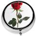 Red Rose Round Pill Box - 3 Compartment Mini Decorative Pocket Organizer for Travel & Vitamins - Buy Online on GoSupps.com